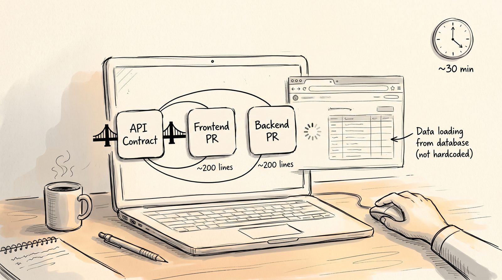 Small PRs, contract-first, human verification — the corrected workflow